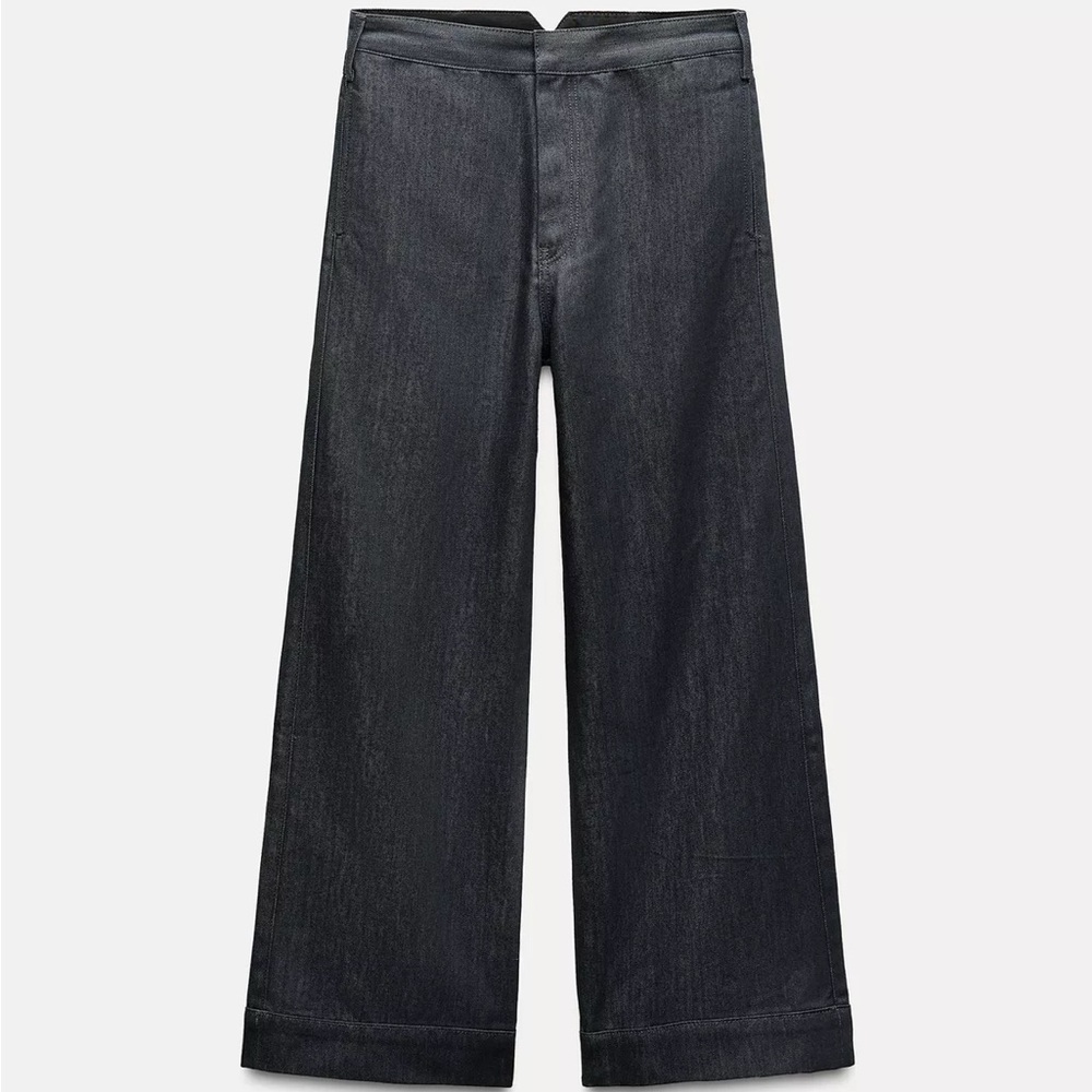 Zara Wide-Leg Dark Gray Denim Jeans